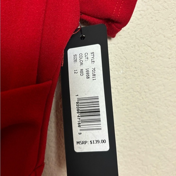 NWT Bebe Lipstick Red Bodycon Cap Sleeve Wrap Front Stretch Sheath Dress 12 - Picture 6 of 8